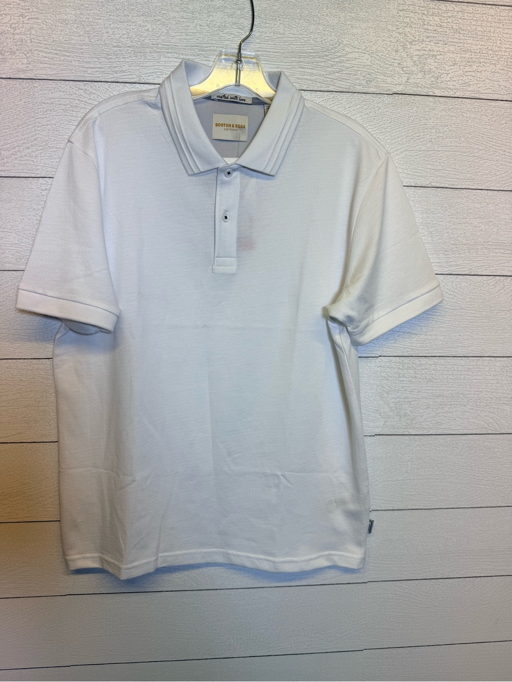 Scotch & Soda Men's White Polo Shirt short sleeve cotton blend size medium NWT